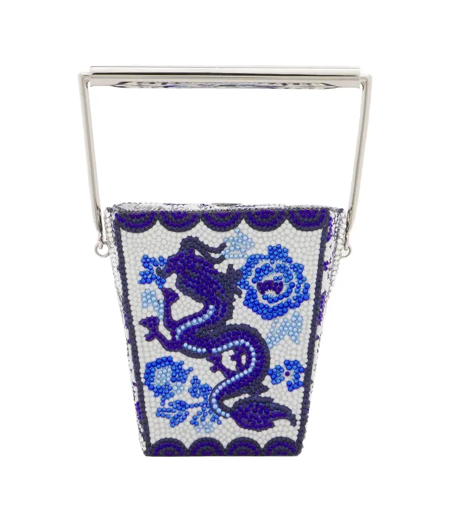 Judith Leiber Couture Take Out Box Blue Dragon embellished clutch