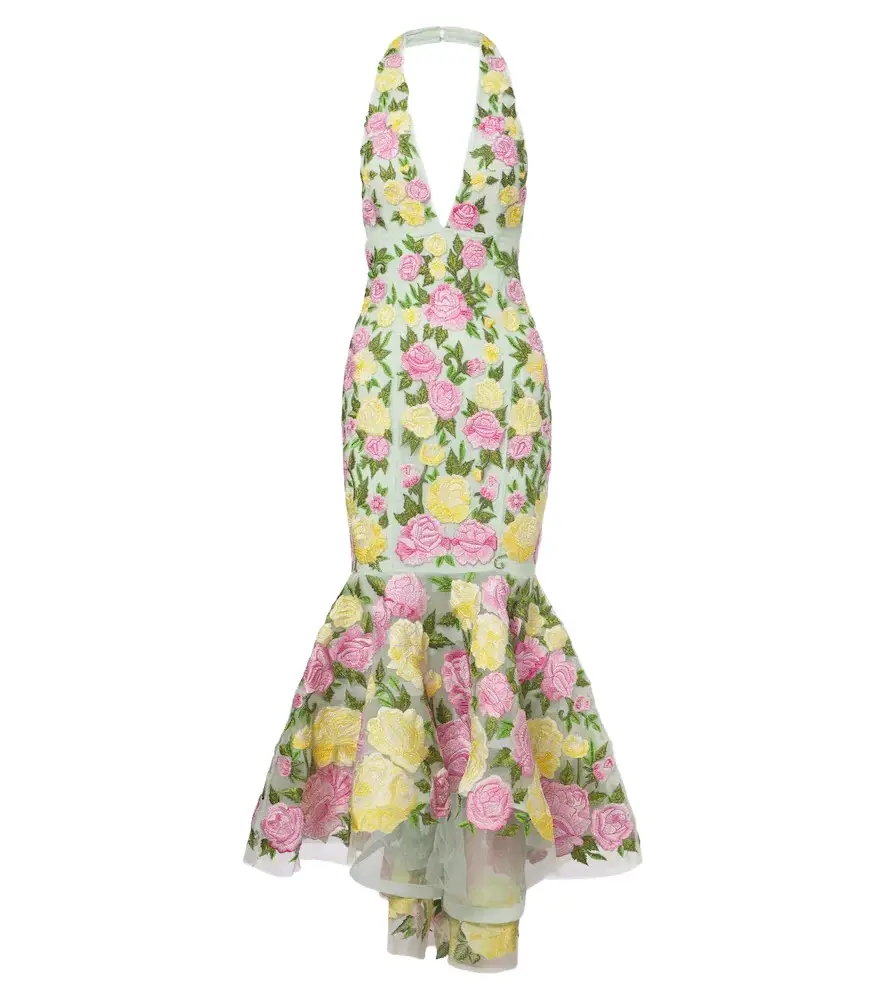 LA FUORI Là Fuori La Roseraie embroidered cocktail dress