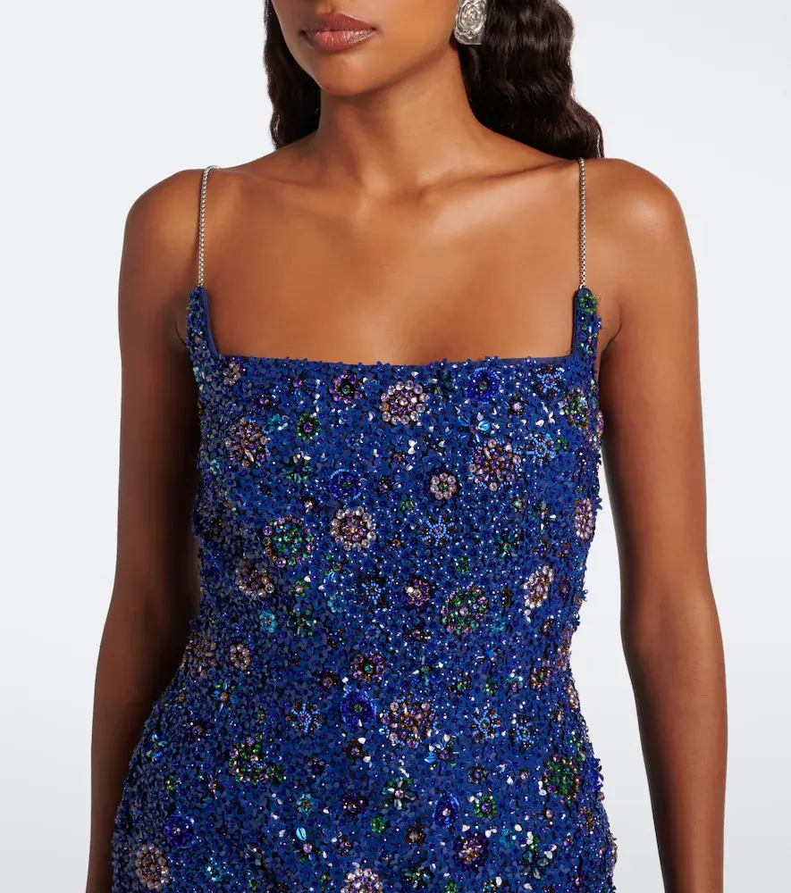 LA FUORI Là Fuori Crystal Midnight embellished silk minidress | Thumbnail 4