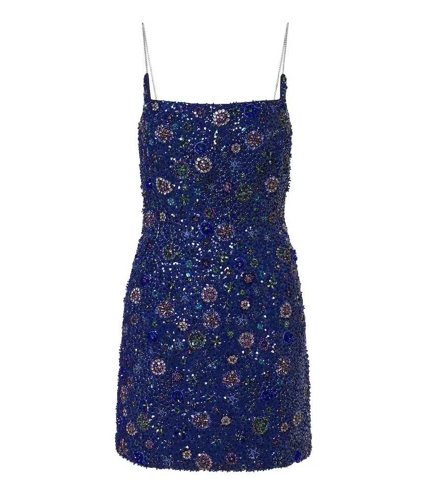 LA FUORI Là Fuori Crystal Midnight embellished silk minidress