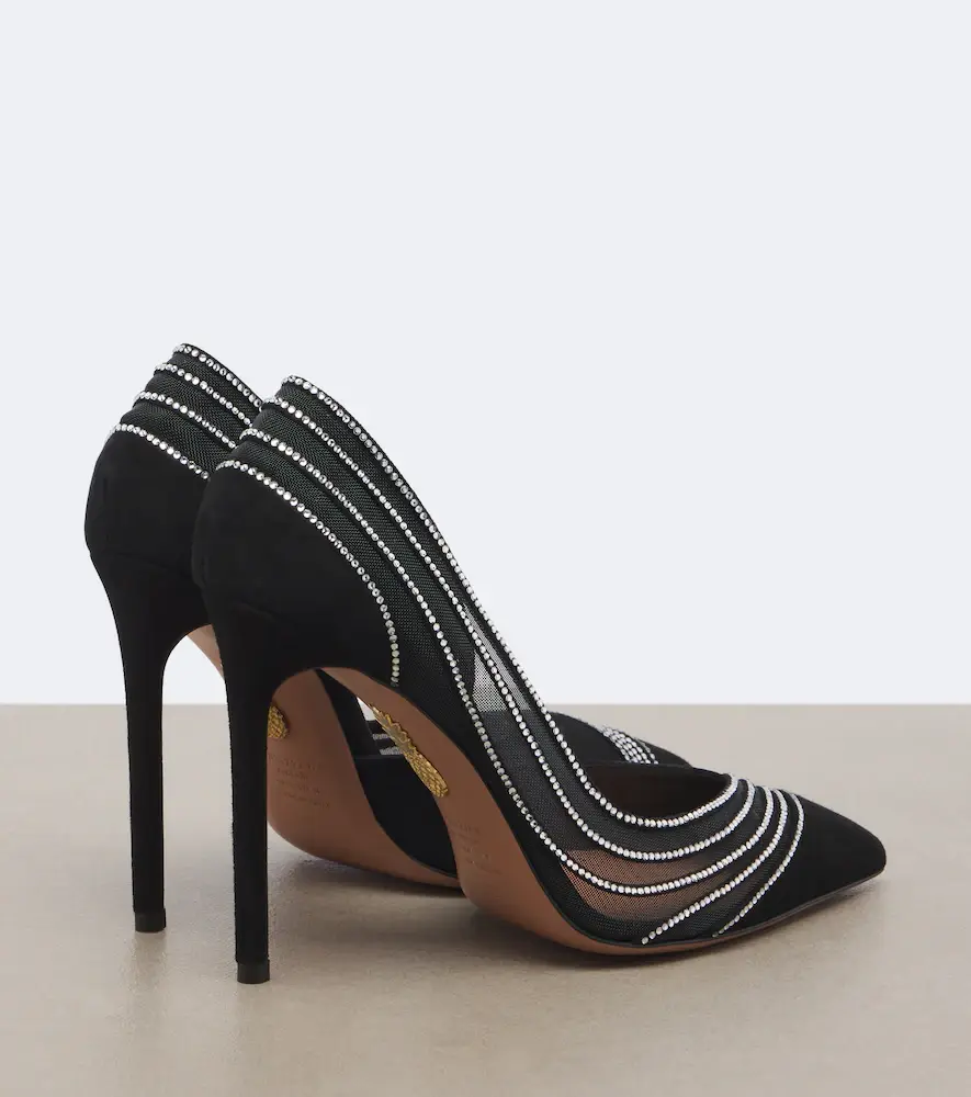 Aquazzura Dream Girl embellished mesh and suede pumps | Thumbnail 2 Aquazzura Dream Girl embellished mesh and suede pumps | Thumbnail 2