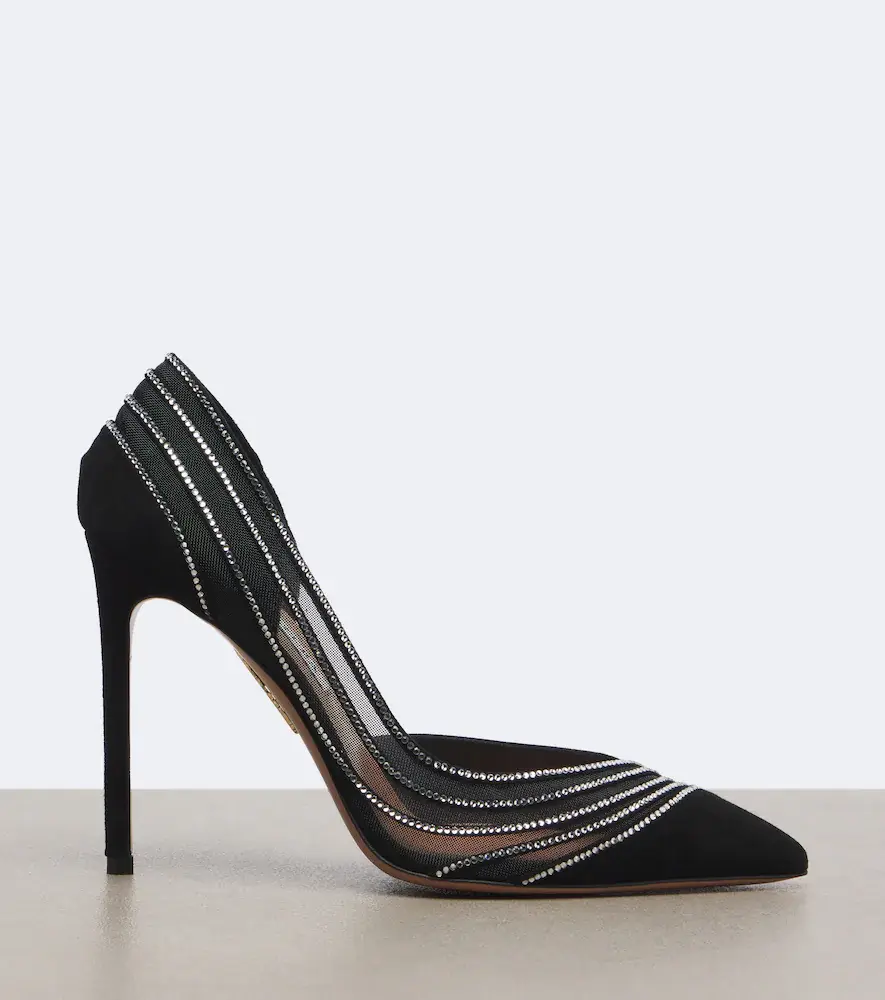 Aquazzura Dream Girl embellished mesh and suede pumps | Thumbnail 3 Aquazzura Dream Girl embellished mesh and suede pumps | Thumbnail 3