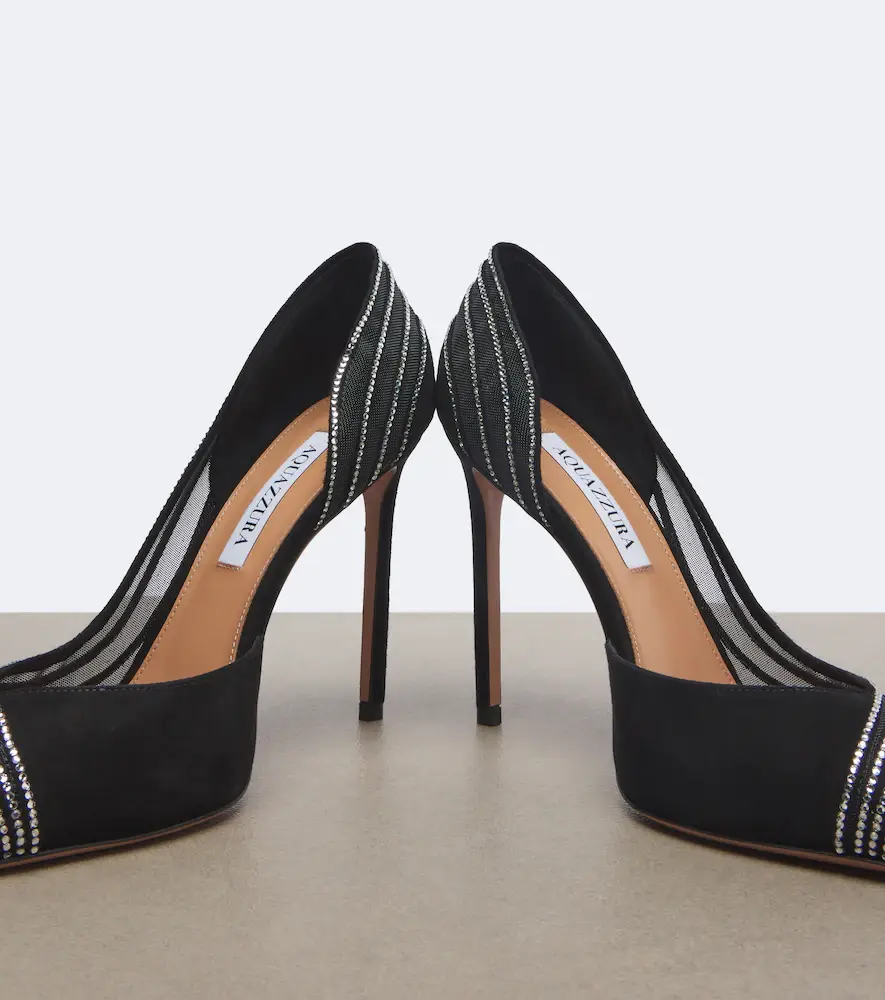 Aquazzura Dream Girl embellished mesh and suede pumps | Thumbnail 4 Aquazzura Dream Girl embellished mesh and suede pumps | Thumbnail 4