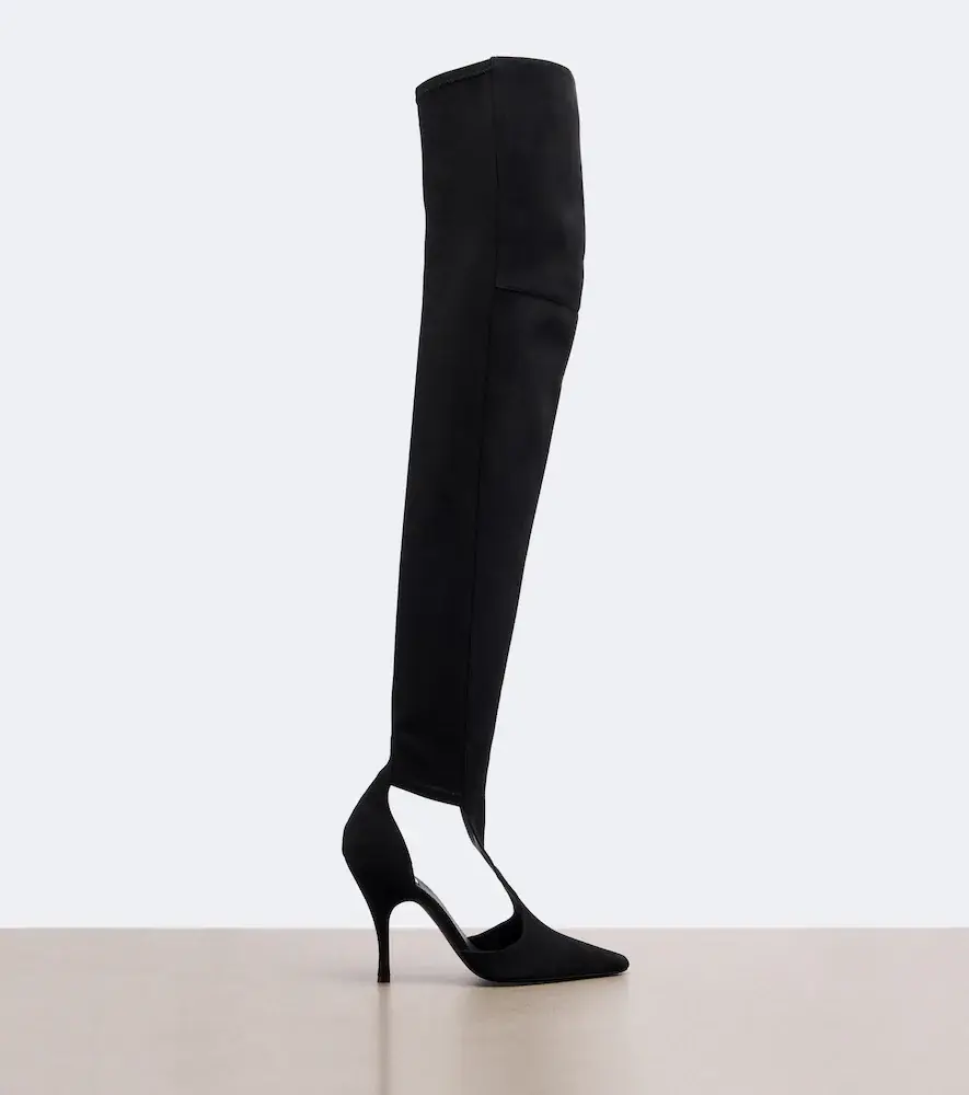 Alaïa Alaïa Cutout suede-trimmed over-the-knee boots | Thumbnail 2 Alaïa Alaïa Cutout suede-trimmed over-the-knee boots | Thumbnail 2