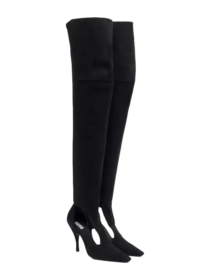 Alaïa Cutout suede-trimmed over-the-knee boots Alaïa Cutout suede-trimmed over-the-knee boots