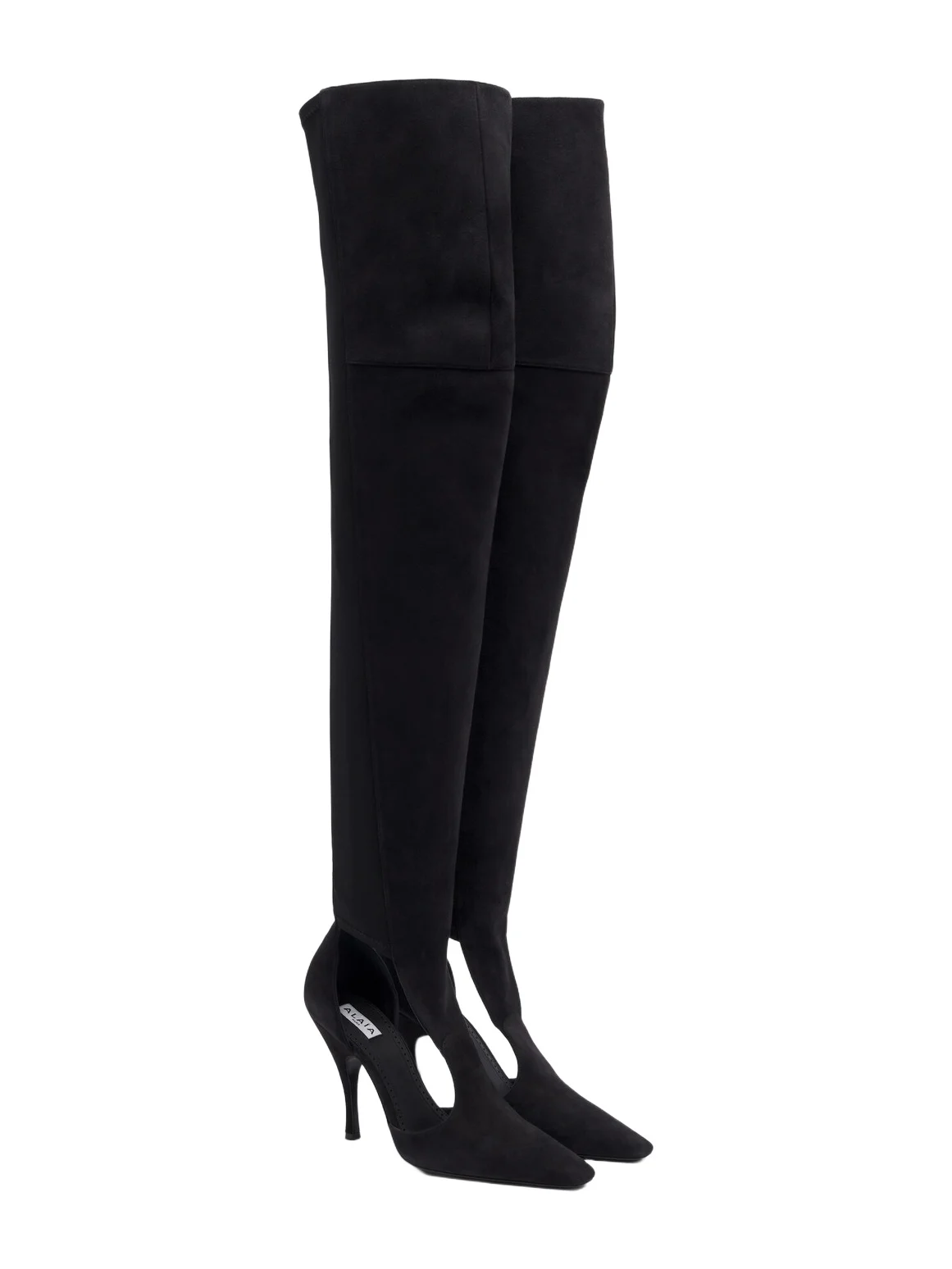 Alaïa Cutout suede-trimmed over-the-knee boots