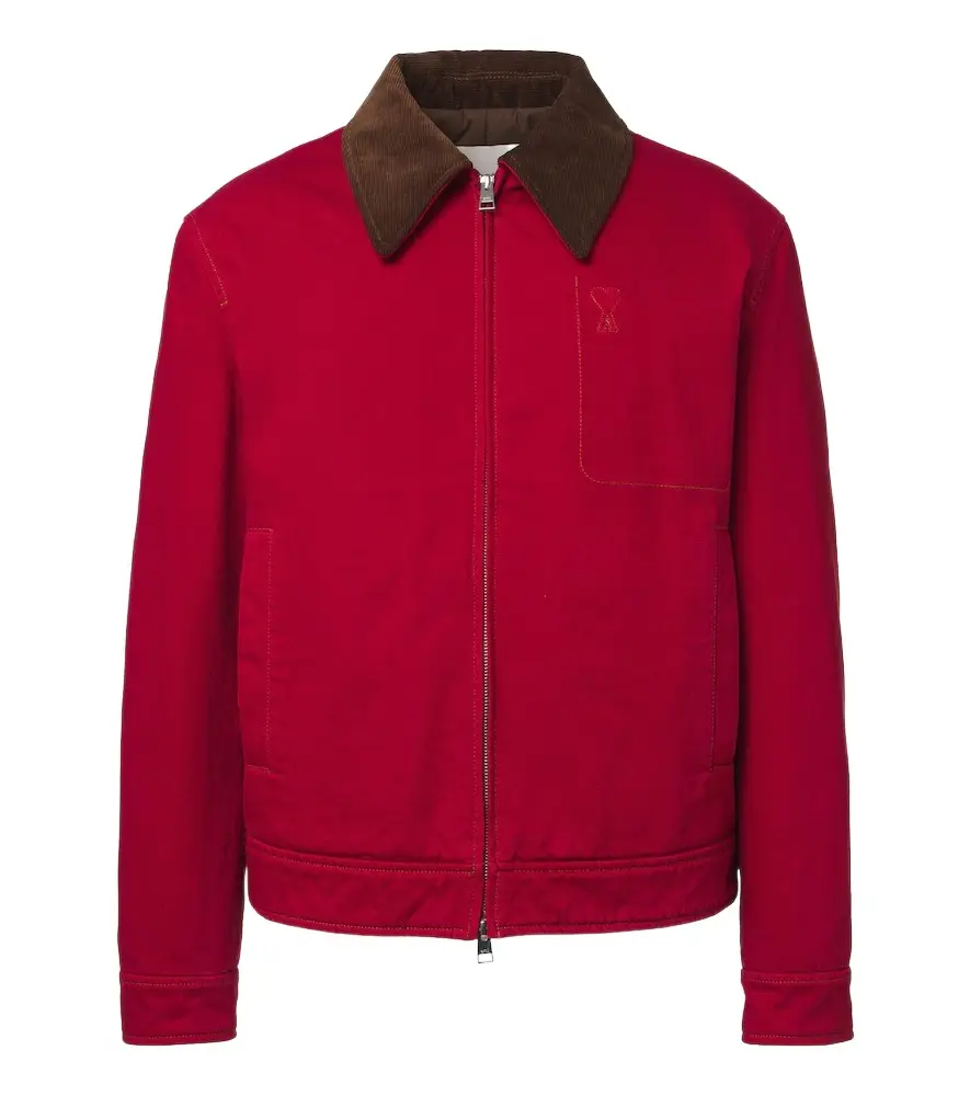 AMI PARIS Ami de Coeur corduroy-trimmed denim jacket