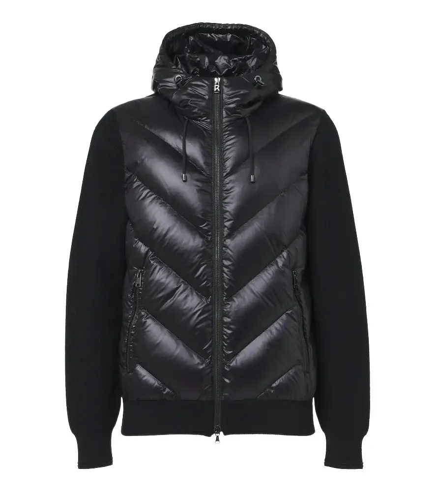 Zisco down-paneled hooded wool cardigan Zisco down-paneled hooded wool cardigan