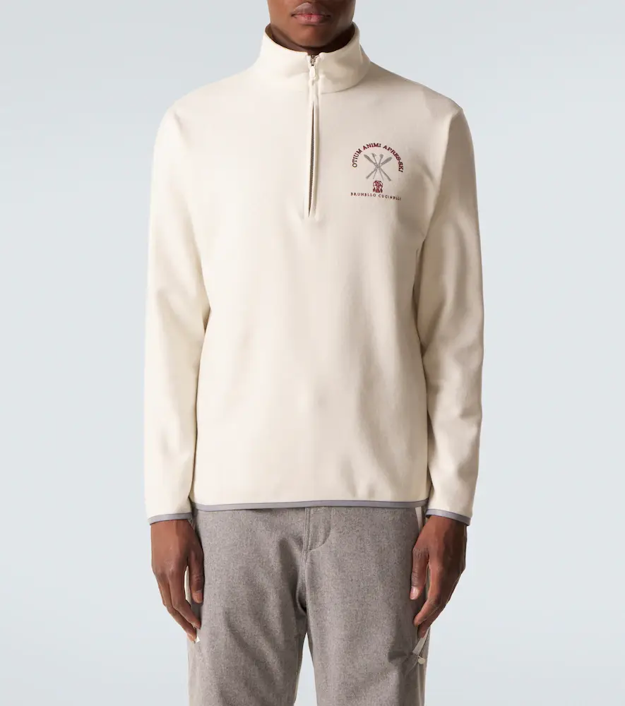 Brunello Cucinelli Cashmere and cotton-blend half-zip sweatshirt | Thumbnail 2 Brunello Cucinelli Cashmere and cotton-blend half-zip sweatshirt | Thumbnail 2