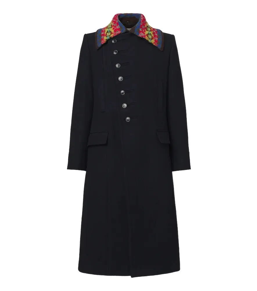 Dries Van Noten Double-breasted wool-blend twill coat