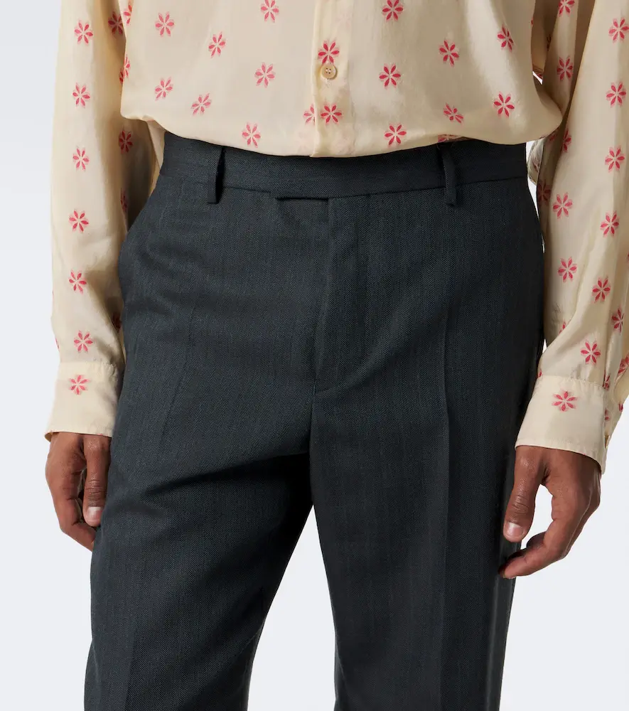Dries Van Noten Herringbone wool straight pants | Thumbnail 5