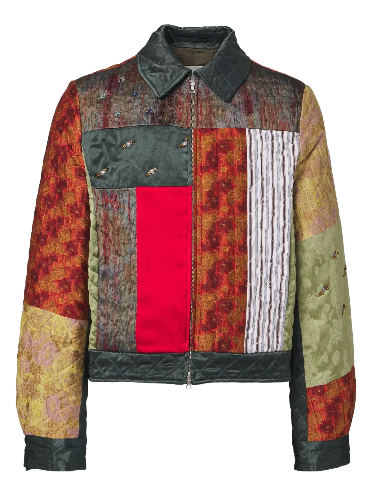 Dries Van Noten Embellished patchwork blouson jacket