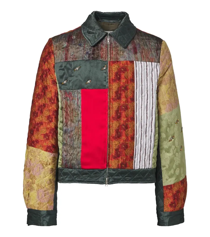 Embellished patchwork blouson jacket Embellished patchwork blouson jacket