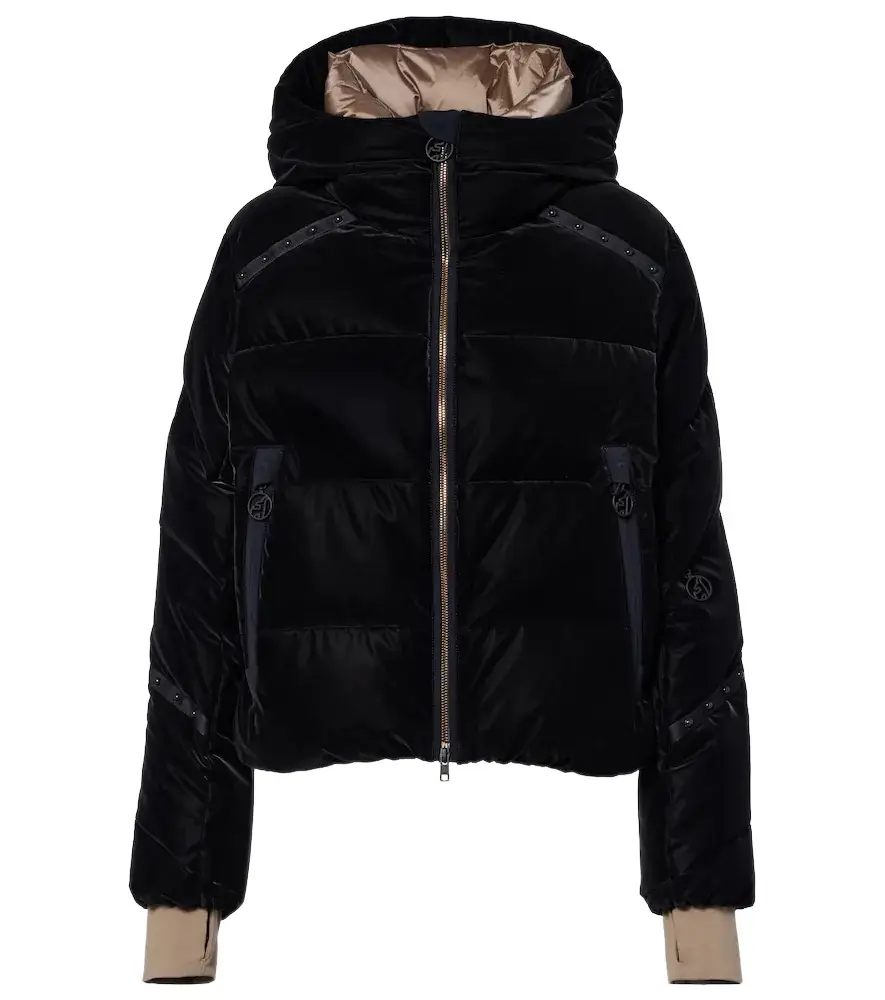 Swalina hooded down velvet ski jacket