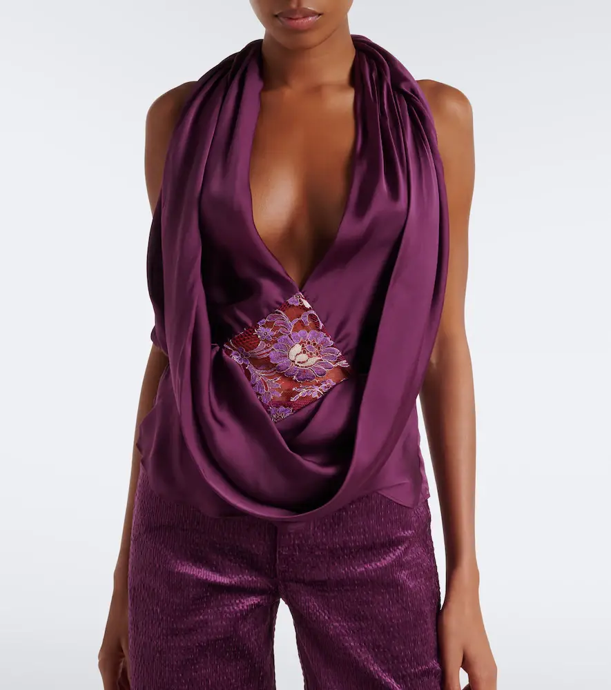 Christopher Esber Cesura lace-trimmed halterneck silk top | Thumbnail 2 Christopher Esber Cesura lace-trimmed halterneck silk top | Thumbnail 2
