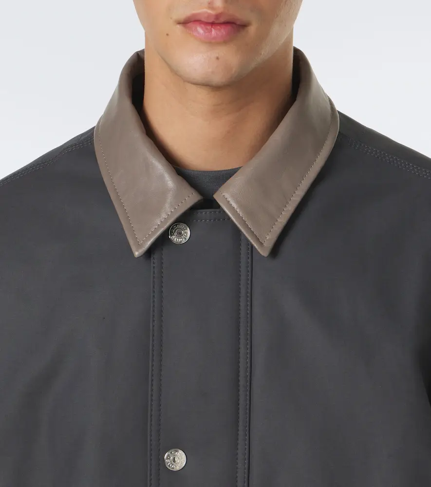Acne Studios Leather-trimmed cropped cotton satin jacket | Thumbnail 2 Acne Studios Leather-trimmed cropped cotton satin jacket | Thumbnail 2