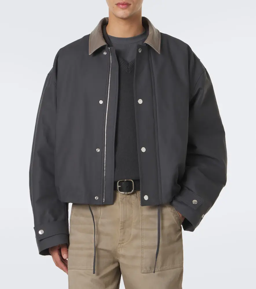 Acne Studios Leather-trimmed cropped cotton satin jacket | Thumbnail 4 Acne Studios Leather-trimmed cropped cotton satin jacket | Thumbnail 4