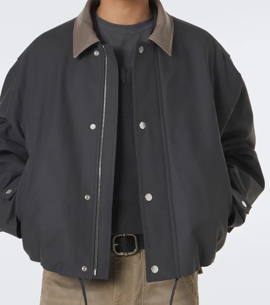Acne Studios Leather-trimmed cropped cotton satin jacket | Thumbnail 7 Acne Studios Leather-trimmed cropped cotton satin jacket | Thumbnail 7