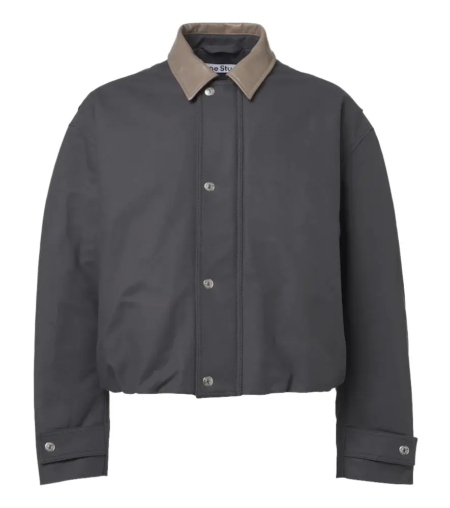 Acne Studios Leather-trimmed cropped cotton satin jacket