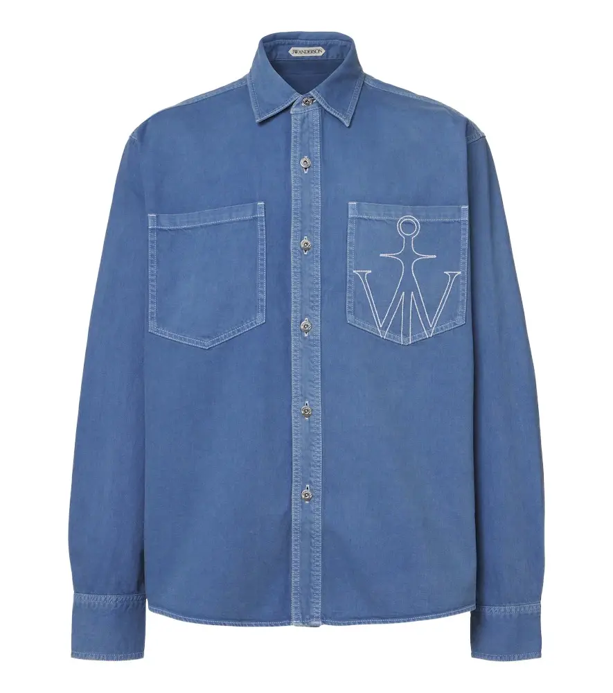 JW Anderson Embroidered oversized cotton twill shirt