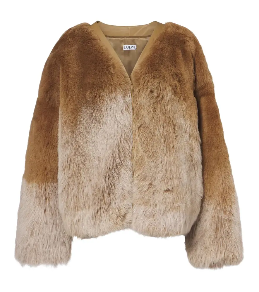 Leather-trimmed shearling cardigan Leather-trimmed shearling cardigan