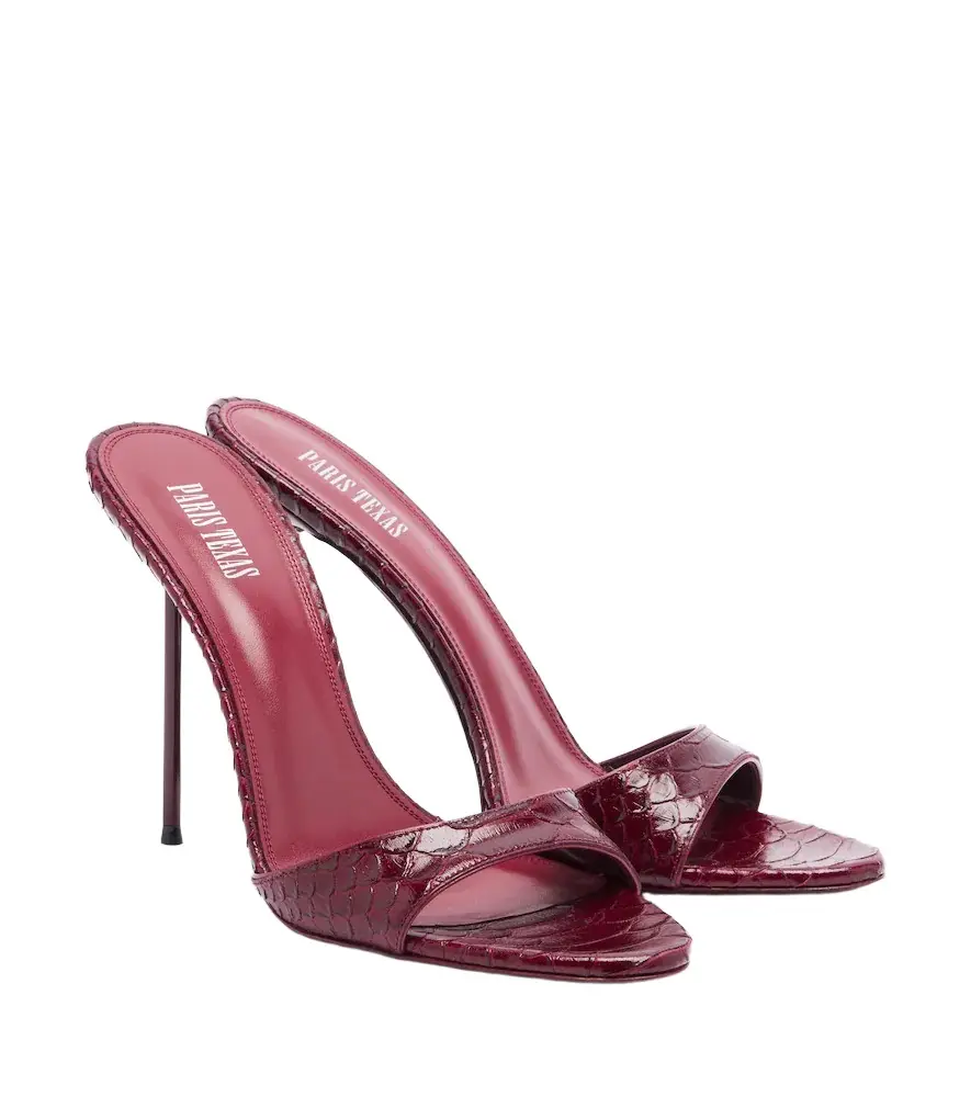 Paris Texas Lidia snake-effect leather mules