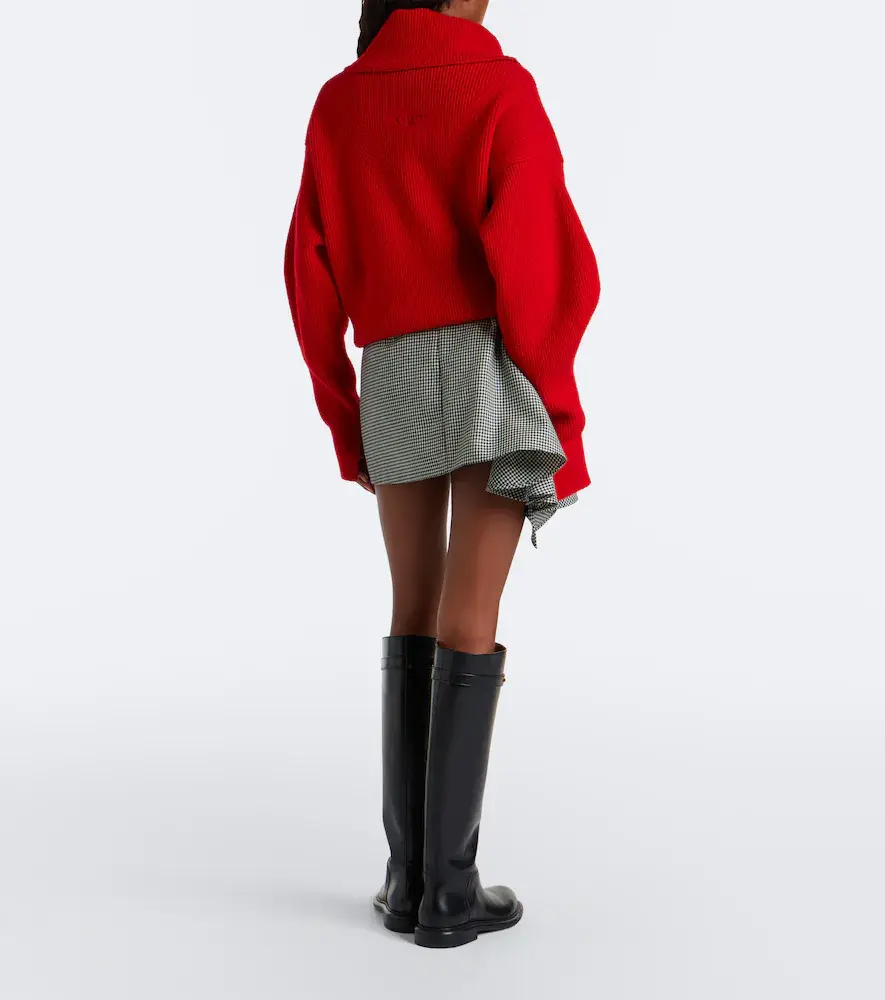 Givenchy Checked draped wool and mohair miniskirt | Thumbnail 2 Givenchy Checked draped wool and mohair miniskirt | Thumbnail 2