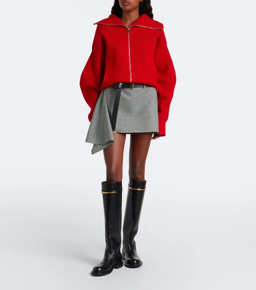 Givenchy Checked draped wool and mohair miniskirt | Thumbnail 3 Givenchy Checked draped wool and mohair miniskirt | Thumbnail 3