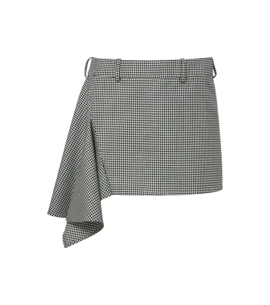Givenchy Checked draped wool and mohair miniskirt