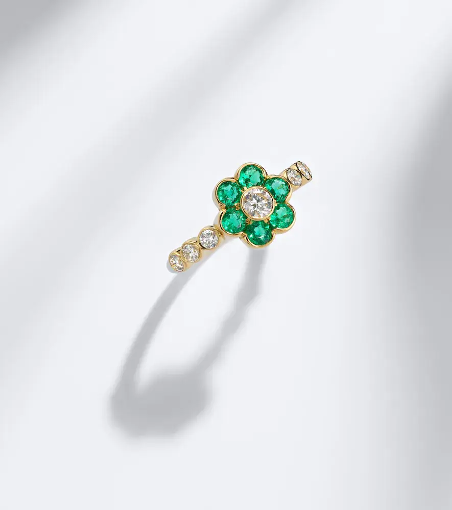 Anita Ko Flora 18kt gold ring with emeralds and diamonds | Thumbnail 5