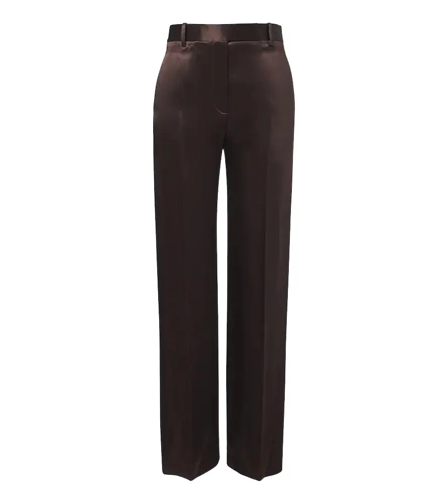 Silk satin wide-leg pants