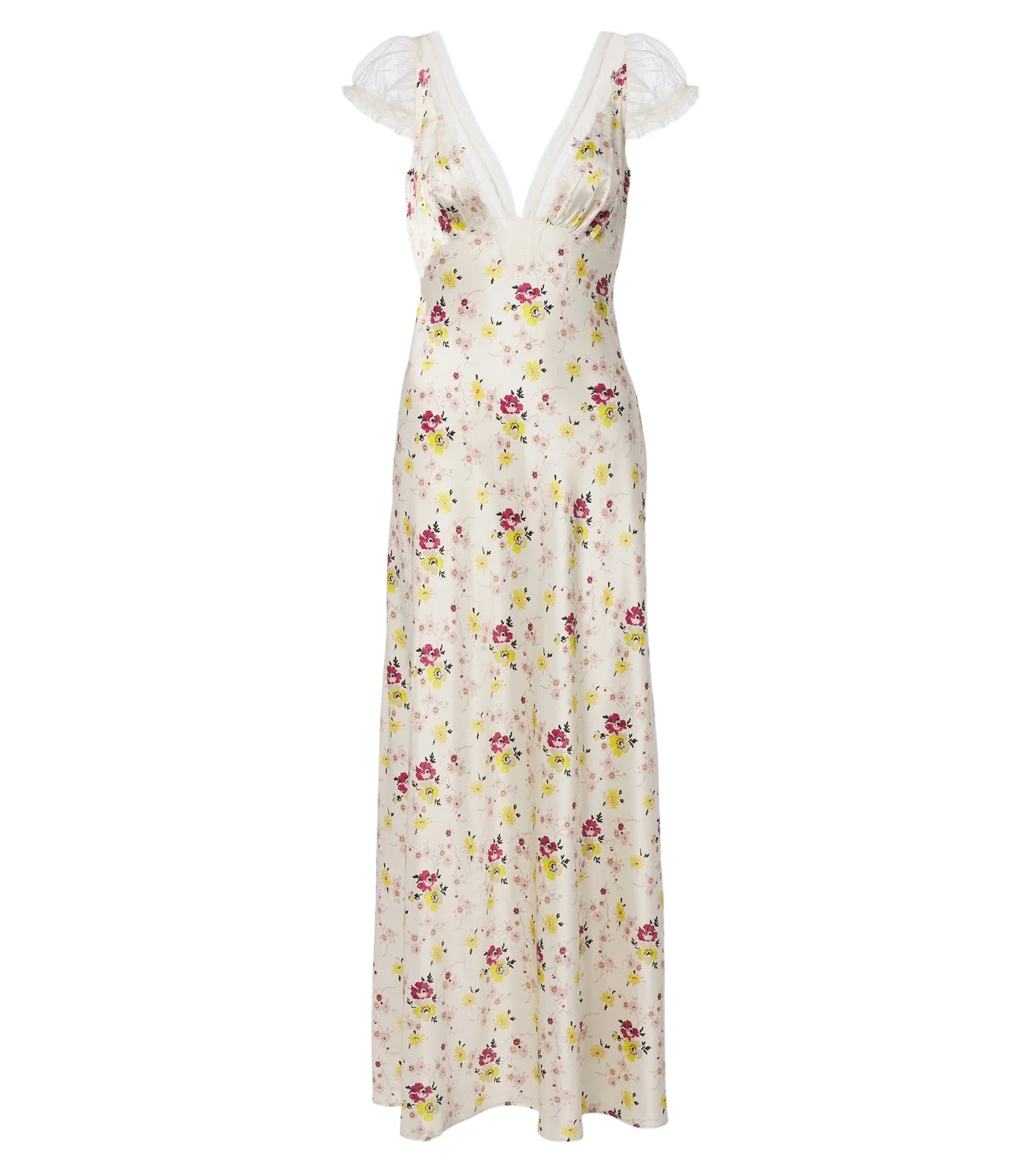 Dôen Corelia lace-trimmed silk satin maxi dress Dôen Corelia lace-trimmed silk satin maxi dress