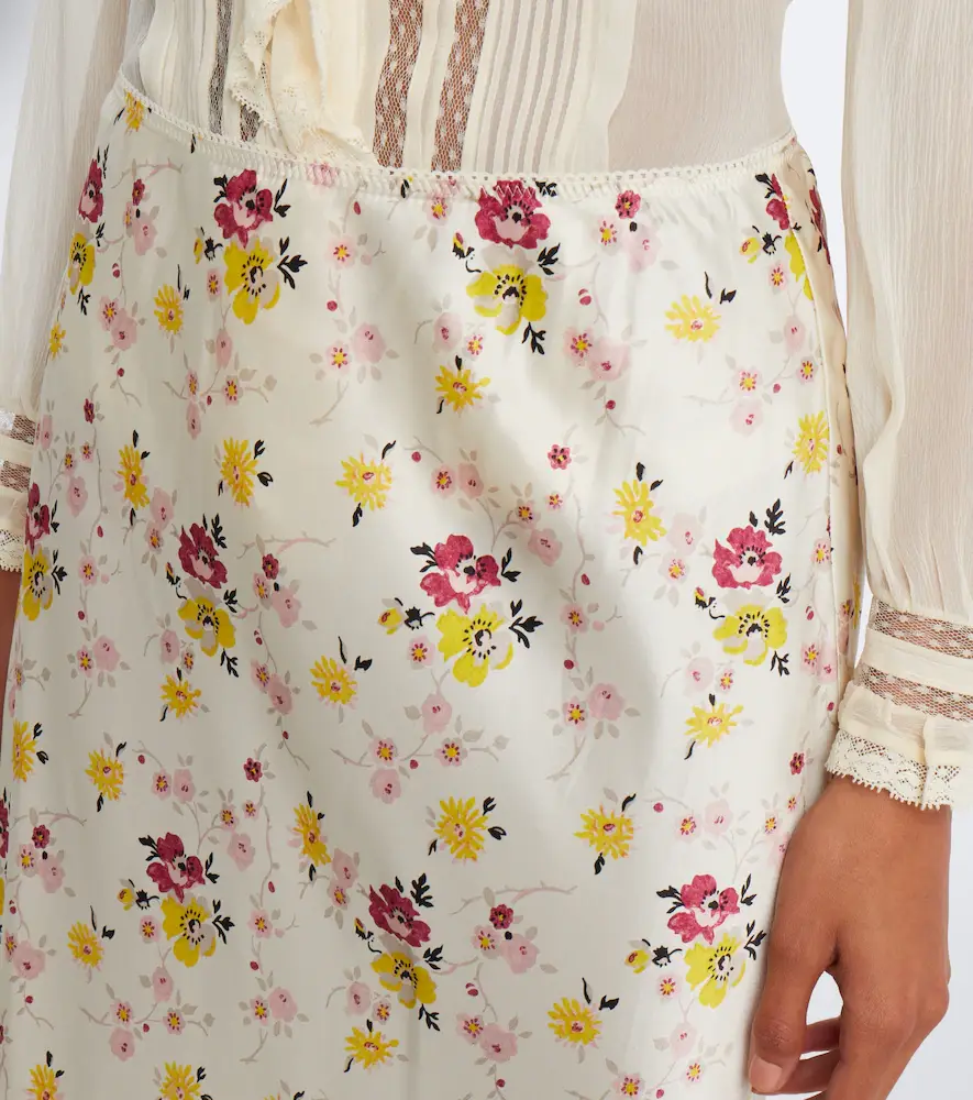 DÔEN Dôen Elowette lace-trimmed silk satin midi skirt | Thumbnail 2 DÔEN Dôen Elowette lace-trimmed silk satin midi skirt | Thumbnail 2