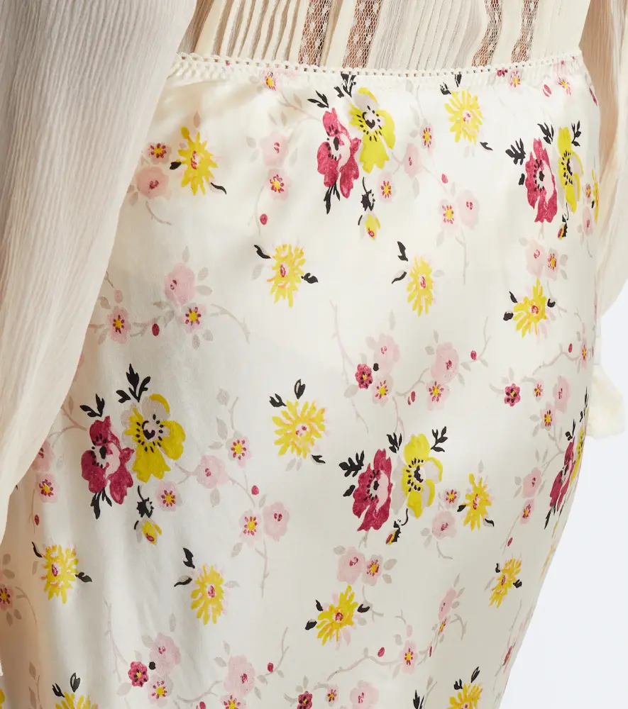 DÔEN Dôen Elowette lace-trimmed silk satin midi skirt | Thumbnail 4 DÔEN Dôen Elowette lace-trimmed silk satin midi skirt | Thumbnail 4