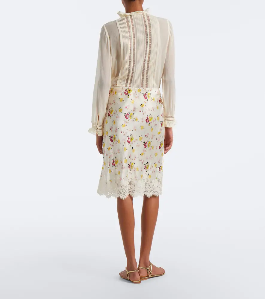 DÔEN Dôen Elowette lace-trimmed silk satin midi skirt | Thumbnail 5 DÔEN Dôen Elowette lace-trimmed silk satin midi skirt | Thumbnail 5