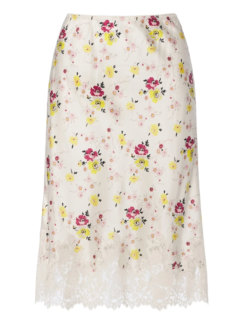 Dôen Elowette lace-trimmed silk satin midi skirt