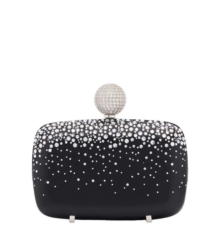 Vivier Marlene embellished satin clutch