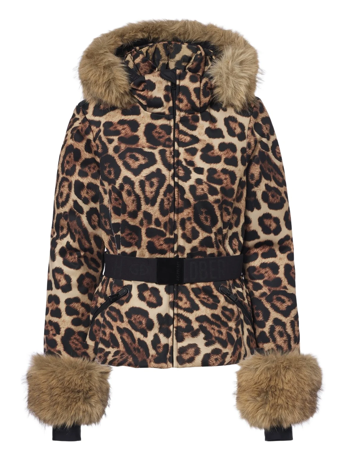 Jagger belted leopard-print ski jacket