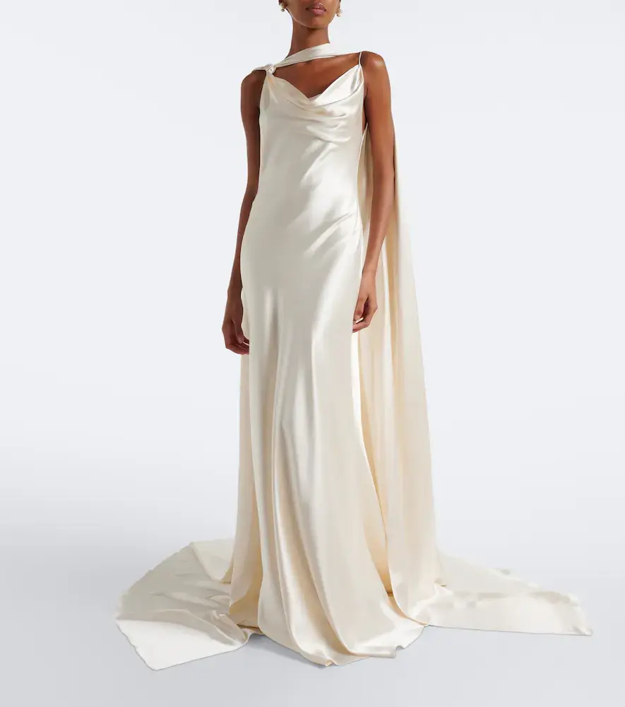 Danielle Frankel Bridal Aiden scarf-detail silk satin gown | Thumbnail 2 Danielle Frankel Bridal Aiden scarf-detail silk satin gown | Thumbnail 2