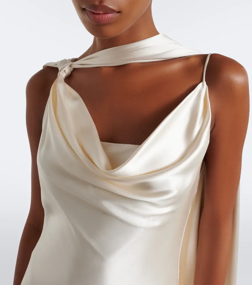 Danielle Frankel Bridal Aiden scarf-detail silk satin gown | Thumbnail 4 Danielle Frankel Bridal Aiden scarf-detail silk satin gown | Thumbnail 4