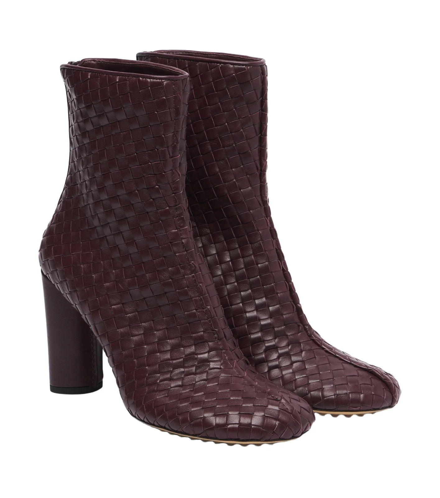 Bottega Veneta Cherry Intrecciato leather ankle boots