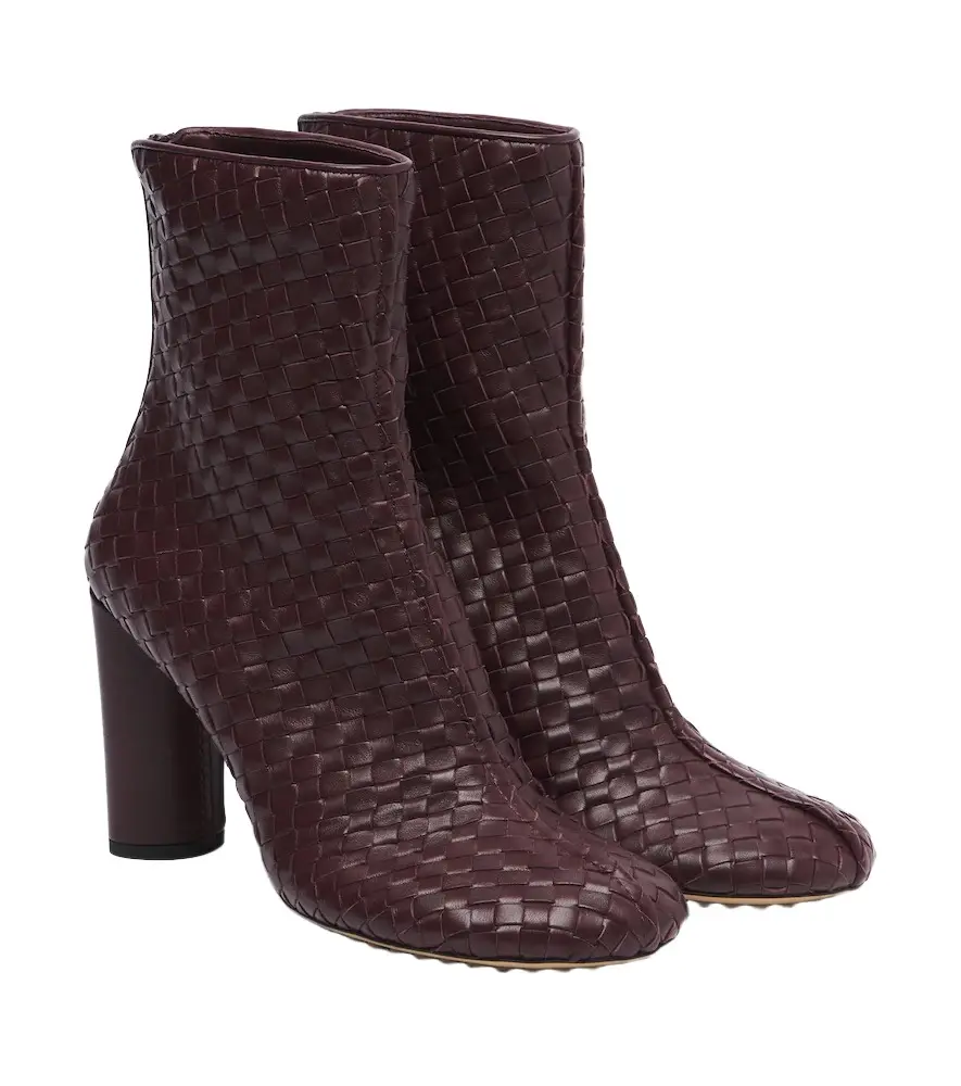 Intrecciato leather ankle boots