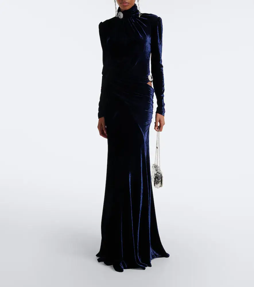 Rabanne Draped embellished velvet maxi skirt | Thumbnail 3 Rabanne Draped embellished velvet maxi skirt | Thumbnail 3