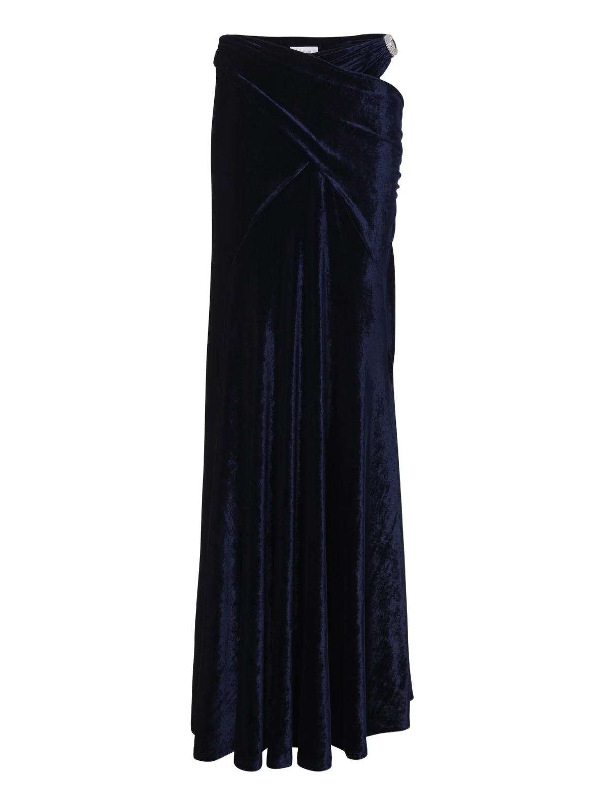 Draped embellished velvet maxi skirt