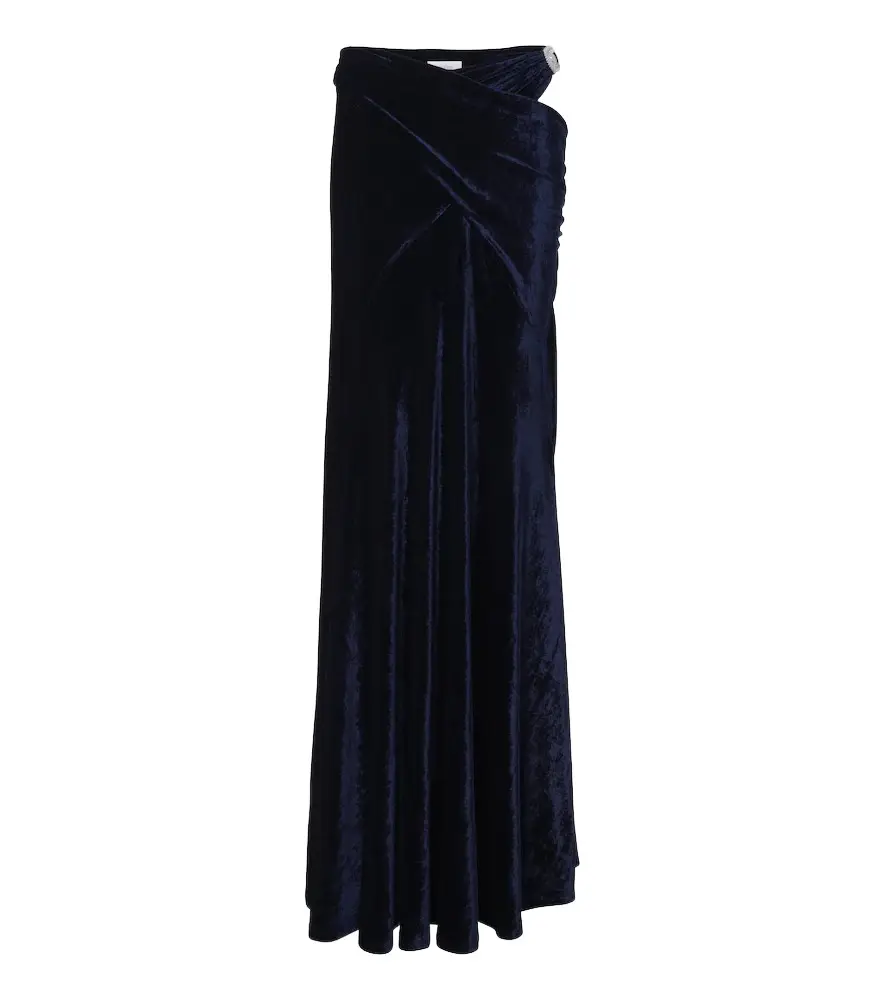 Draped embellished velvet maxi skirt Draped embellished velvet maxi skirt