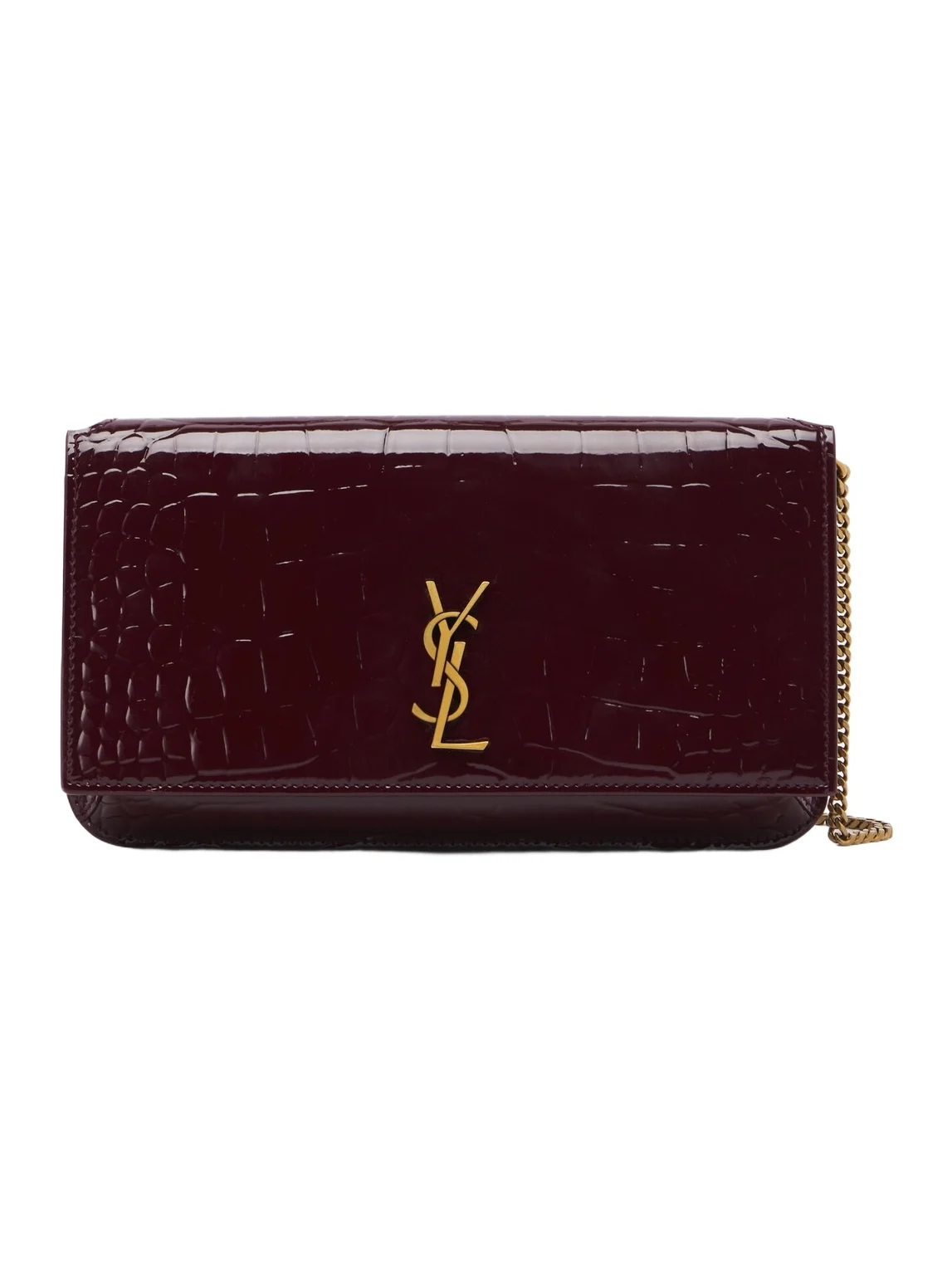 Saint Laurent Cassandre croc-effect leather phone pouch