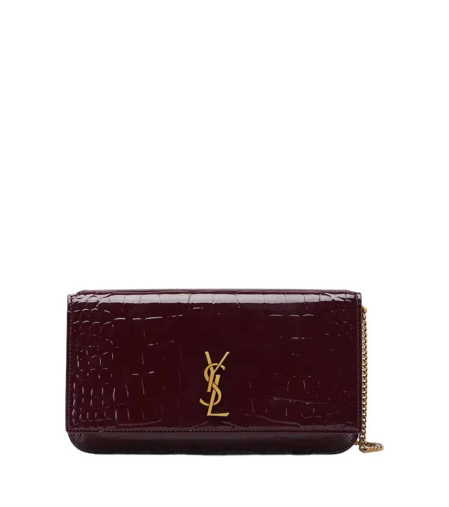 Saint Laurent Cassandre croc-effect leather phone pouch