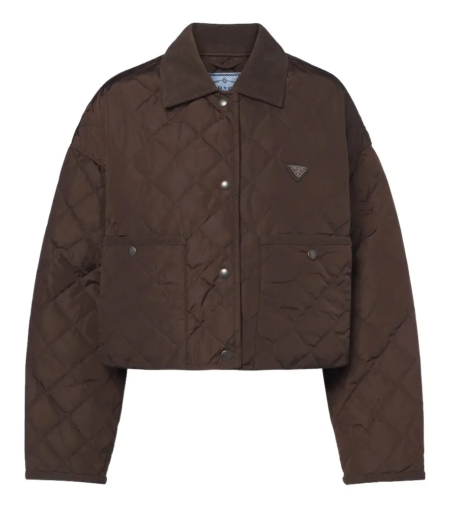 Prada Re-Nylon corduroy-trimmed cropped jacket