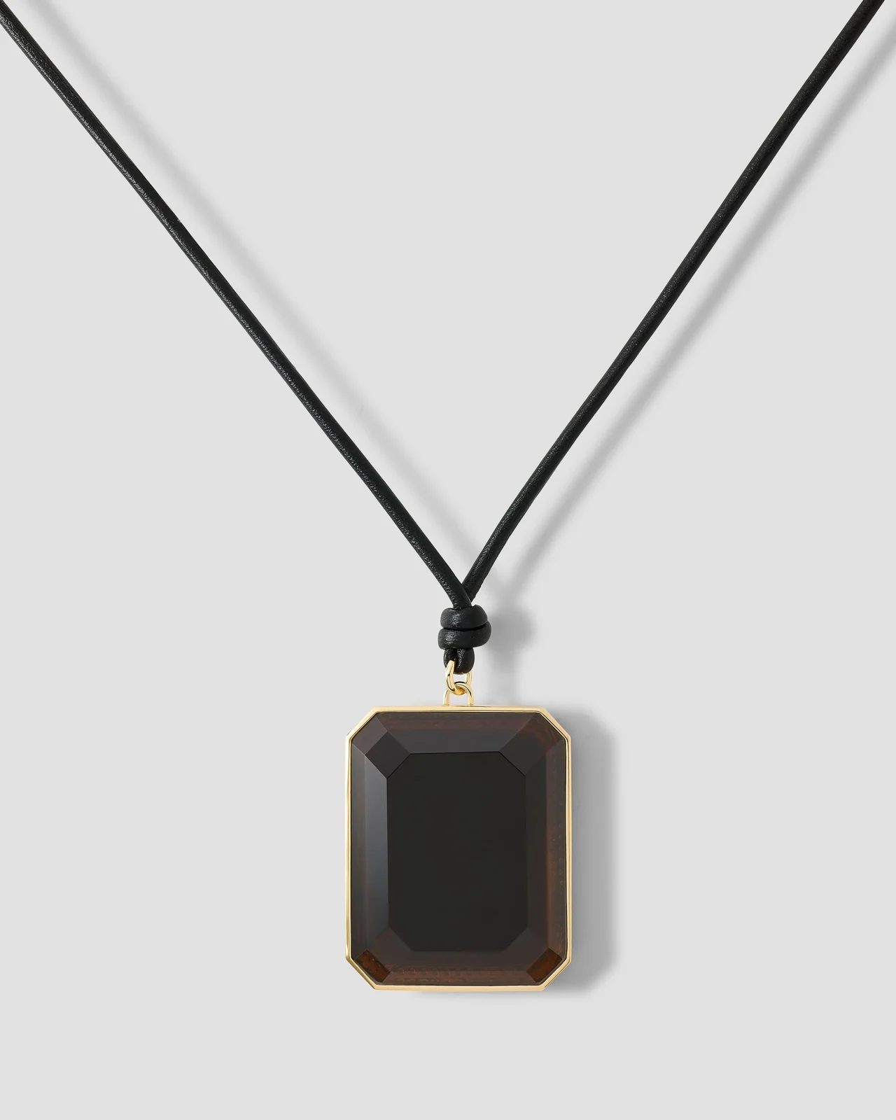 Semi-Precious Emerald Leather Cord Necklace Smoky Quartz Semi-Precious Emerald Leather Cord Necklace Smoky Quartz