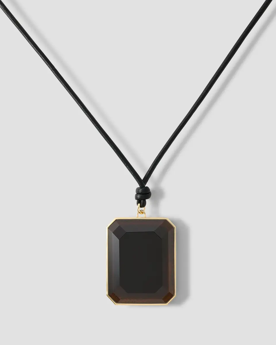 Jennifer Fisher Semi-Precious Emerald Leather Cord Necklace Smoky Quartz Jennifer Fisher Semi-Precious Emerald Leather Cord Necklace Smoky Quartz